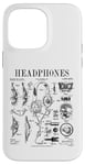 Coque pour iPhone 14 Pro Max Casque audio vintage breveté DJ Gamer Podcaster Musique