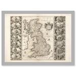 Jansson 17th Century Anglo Saxon Map Britain Brittania Artwork Framed Wall Art Print A4