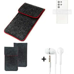 Cover for Samsung Galaxy S23 Ultra dark gray red edges Sleeve + earphones