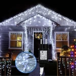 Jopassy Guirlande lumineuse Rideau Rideau Lumineux LED pour Mariage Décoration de Fête de Noël 15M 400LEDs Blanc froid