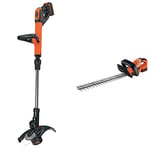 BLACK+DECKER Coupe-Bordures Sans Fil 18V, Coupe-Bordures Electrique 28 cm & Taille-Haies Sans Fil 18V, Taille-Haies Electrique 45 cm avec Batterie 2 Ah, Lame Asymétrique Double Action,Ecartement 18 mm