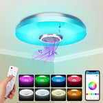 Plafonnier LED 36W avec haut-parleur Bluetooth, intelligent avec télécommande et contrôle APP, changement de couleur RGBW, réglable pour cuisine, salle de bain, chambre d'enfant, salon Ø 30cm