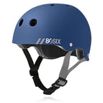 80Six Dual Certified Kids Skate Helmet for Boys/Girls Ages 5 to 14+ Triple Comfort & Protection - Perfect for Roller Skates, Bike, Scooter, BMX, Skateboard, Bike Helmet (Navy Matte, Age 14+)