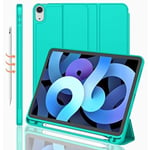 iMieet New iPad Air 5th Generation Case 2022/iPad Air 4th Generation Case 2020 10,9 tum med pennhållare [Support Touch ID och iPad 2nd P Mint Green