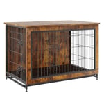 VEVOR Cage pour Chien 98x65x68 cm Meuble Cage Chiens en Bois Moderne Table d'Appoint Intérieur Multi-usages avec Double Porte et Plateau Assemblage Facile pour Chiens Jusqu'à 70 kg, Marron Rustique