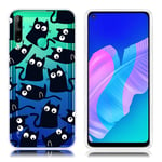 Huawei Deco P40 Lite E kuoret - Musta kissa Monivärinen