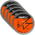 WellCut TCT Saw Blade 165mm x 60T x 20mm Bore for DCS391, DSS611 Pack of 5