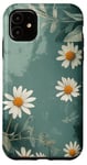 iPhone 11 Sage Green Wildflower Boho Botanical Daisy art Case