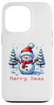 iPhone 13 Pro 8-Bit Pixel Art Style Snowman Winter Xmas Scene Case