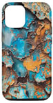 Coque pour iPhone 12/12 Pro Patine rouille grunge / bleu turquoise / orange / aspect vieilli