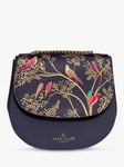 Sara Miller Half Moon Cross Body Bag, Smokey Blue Birds