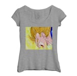 T-Shirt Femme Col Echancré Vegeta Super Sayan Dragon Ball Z Dbz Manga Japon Anime