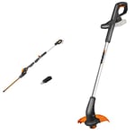 WORX WG252E.9 18V (20V Max) Cordless Pole Hedge Trimmer 45cm-Body Only & WG157E.9 18V (20V MAX) 2.0Ah Cordless 25cm Grass Trimmer-Body ONLY, 20 V, Black