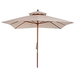 Outsunny Patio Umbrella 840-026 Bamboo, Cotton, Polyester, plastic Beige