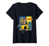 Femme Marvel Studios X-Men ’97 Wolverine Claws Logo Action Panels T-Shirt avec Col en V