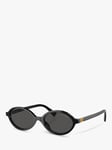 Miu Miu MU 04ZS Women's Oval Sunglasses, Black