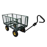 Chariot Transport XXL 550kg Pliable Bâche Amovible Pneus Robustes Grille de Rangement Diable Jardin