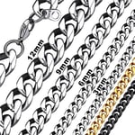 Bandmax Collier Femme Grosse Maille Cubaine 12mm Chaîne de Cou Acier Inoxydable 46cm