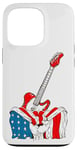 Coque pour iPhone 13 Pro Guitare patriotique Drapeau américain Musicien Rock Concert