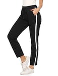 Aseniza Pantalon de Jogging Femmes Pantalons de Sport Femme en 100% Coton Pantalon de Jogging Running Fitness Training A-Noir L