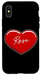 Coque pour iPhone X/XS Rose en forme de cœur dessinée à la main – Prénom Cœurs I Love Rose