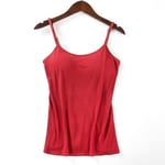 Dam Vadderad Mjuk Casual BH Linne Dam Spaghetti Cami Top Väst Dam Camisole Med Inbyggd BH V Red L