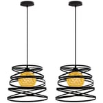 2X Suspension Luminaire En Métal Plafonnier Vintage Intérieur Rétro Lustre Pour Salon Salle à Manger Bar Balcon Noir