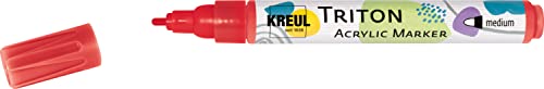 Kreul 17727-Triton Acrylic Marker Medium, Rouge Cerise, épaisseur de Point 1 à 3 mm, pour Lignes et écritures, séchage satiné, résistant aux intempéries sur Supports absorbants, Cherry Red, One size