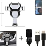  For HTC Desire 20 Pro Airvent mount + CHARGER holder cradle bracket car clamp