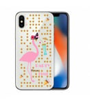 Coque Iphone X XS flamant party pois dot transparente