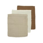 MEYCO Tvättlappar av muslin 3-pack Uni Off white / Sand /Toffee