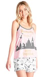 Disney Pyjama Short Femme, Ensemble de Pyjama Court, Pyjashort en Coton, Vêtements de Nuit Femme Fille Ado S-XL Stitch, Mickey, Minnie, Bourriquet (Rose Mary Poppins, L)