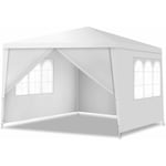 Tonnelle 3x3 m Pliante avec 4 Bâche Latérales Amovibles et 2 Fenêtres Décoratives, Gazebo de Jardin Rapide à Installer, Pavillon Pliable Convient