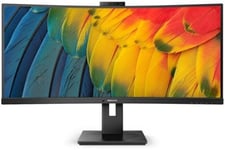 34" Philips 34B1U5600CH/23, Curved VA 3440x1440, 4 ms, 120 Hz, 1500R, höjdjusterbar, 2xHDMI/DP/USB-C 100W, högtalare, webbkamera, USB 3.2-hubb