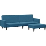 Canapé-lit à 2 places avec repose-pied bleu velours Vidaxl Bleu