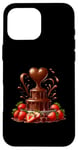 Coque pour iPhone 16 Pro Max Fontaine à chocolat en forme de cœur - Saint-Valentin romantique