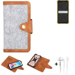 Felt Case + earphones for Ulefone Armor X8i Cover light grey