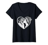 Womens Saint Bernard Mom Dog Art Valentine's Day Heart V-Neck T-Shirt