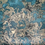 Aqua Liquid Marble Swirl Effect Wallpaper Teal Blue Gold Metallic Glitter