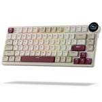 RK ROYAL KLUDGE N80 Clavier mécanique à profil bas avec affichage intelligent et bouton, Top Mount 75 % Clavier mécanique sans fil BT/2.4G/USB-C, prise en charge logicielle, 80 touches, interrupteur