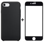 Coque en Silicone pour iPhone SE 2020 Noir + Film Verre trempé avec bords Noir pour iPhone SE 2020 - Yuan Yuan