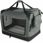 Vounot - Sac transport pliable chien chat caisse cage portable 60x44x44cm gris