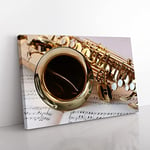 Big Box Art Saxophone Instrument & Sheet Music Canvas Wall Art Print Ready to Hang Picture, 76 x 50 cm (30 x 20 Inch), Multi-Coloured