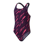 Speedo Maillot de Bain Une Pièce Hyperboom Allover Medalist, Résistant au Chlore, Séchage Rapide Maillot de Bain pour Fille, Bleu Marine Intense/Fuchsia/Rose Flamenco, 15-16 Années