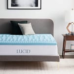 LUCID Memory Foam Mattress Topper Double Bed (135 x 190 cm) | With 5 Zones and Cooling Gel Infusion | Oeko-Tex | 5cm / 2 inch thick, Blue