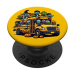 School Bus Halloween Creepy Witch Zombie Monster Horror Fun PopSockets PopGrip Interchangeable