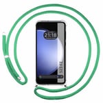 Tumundosmartphone Étui à pendentif transparent pour Samsung Galaxy S23 FE 5G avec cordon vert eau