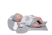 Poupée Guca - Poupée Reborn Henar Pyjama Blanche, Bavoir Mousseline et Sac Gris 46 cm, Multicolore (18035)