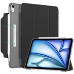 FINTIE Coque pour iPad Air 11 Pouces 2024 M2 / iPad Air 5 2022 / iPad Air 4 2020 10.9" - [Rabat Magnétique & Recharger Le Pencil] Etui Translucide Givré Housse Fine Légère, Noir