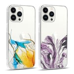 Coalbooliy 2 Pièces Coque pour iPhone 11 6,1", Silicone Transparente Étui avec Aesthetic Motif Marbre Dessin Ultra Fine Téléphone Housse Antichoc Case Filles Femmes Cover, 09